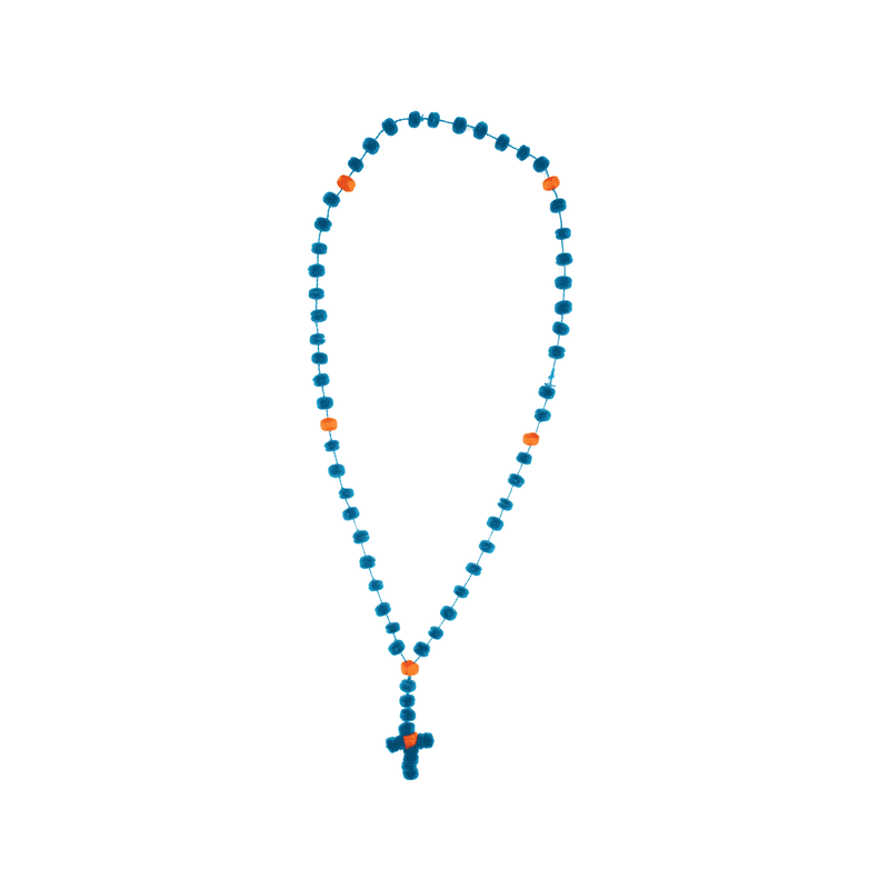 Pom Rosary in Turquoise and Orange - Josephine Alexander Collective