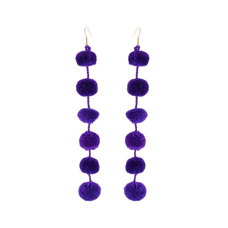 Pom Drop Earrings in African Violet - Josephine Alexander Collective