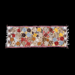 Embroidered Table Runner in Fall Hues- White with Autumn Flowers #2 - Josephine Alexander Collective