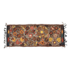 Embroidered Table Runner in Fall Hues- Black with Autumn Flowers #2 - Josephine Alexander Collective