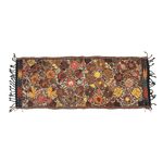 Embroidered Table Runner in Fall Hues- Black with Autumn Flowers #2 - Josephine Alexander Collective