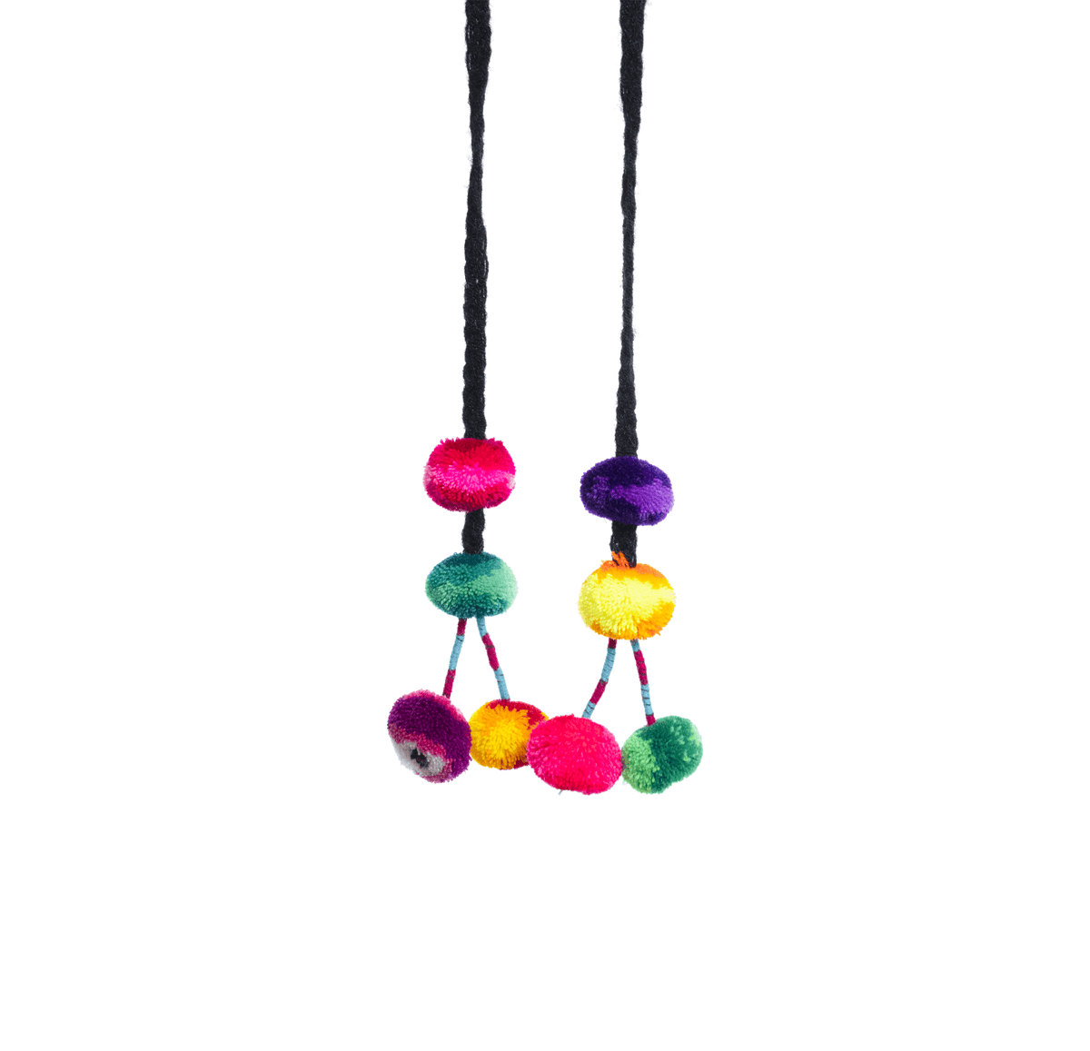 Small Cusco Pom Strand in Black Multi Rainbow - Josephine Alexander Collective