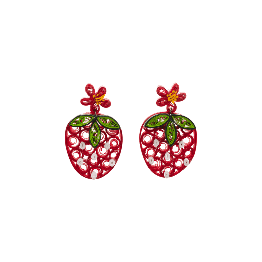 Sweet Strawberry Quilled Earrings - Josephine Alexander Collective