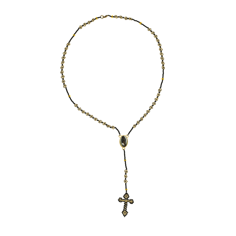 Thalia Beaded Rosary in Black and Gold - Josephine Alexander Collective