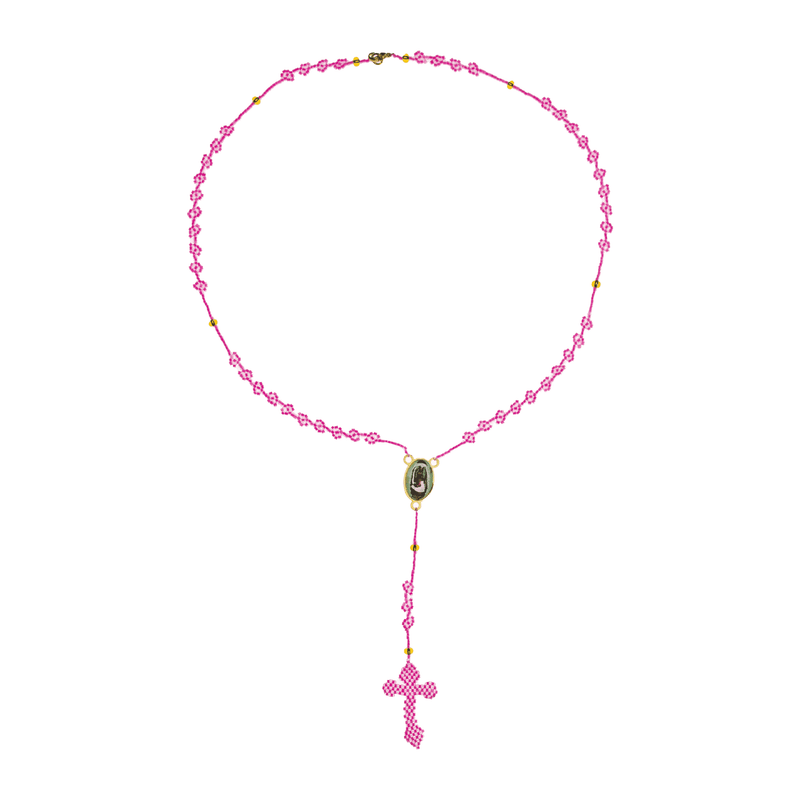 Thalia Beaded Rosary in Neon Pink - Josephine Alexander Collective