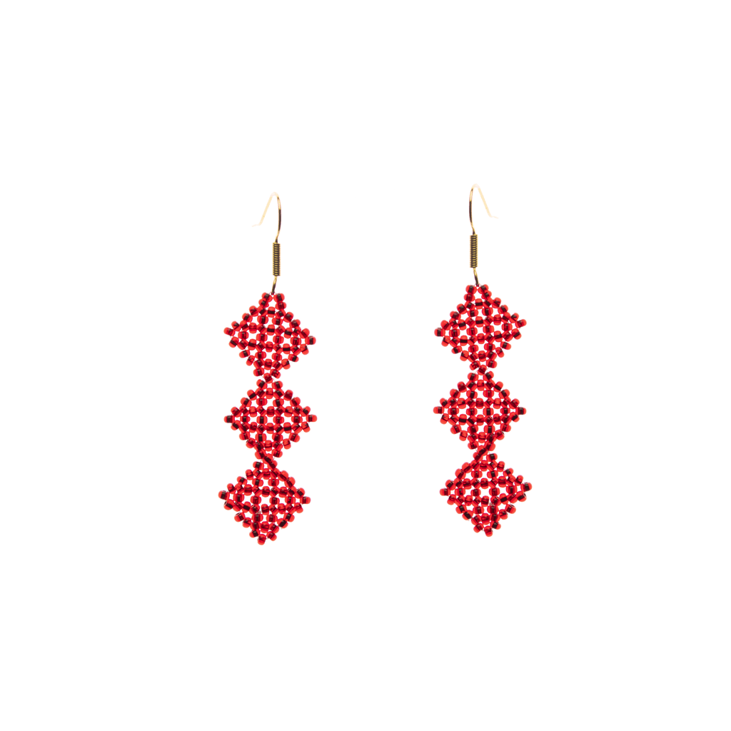Tile Earrings in Iridescent Red - Josephine Alexander Collective