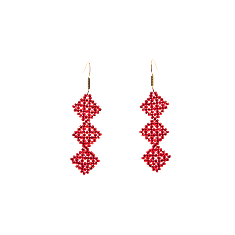 Tile Earrings in Iridescent Red - Josephine Alexander Collective