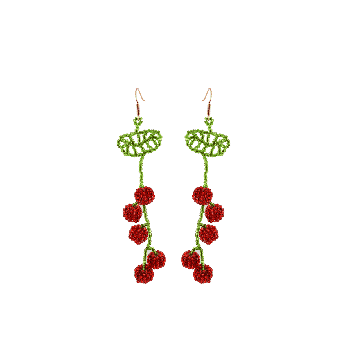 Hanging Cherry Beaded Earrings - Josephine Alexander Collective