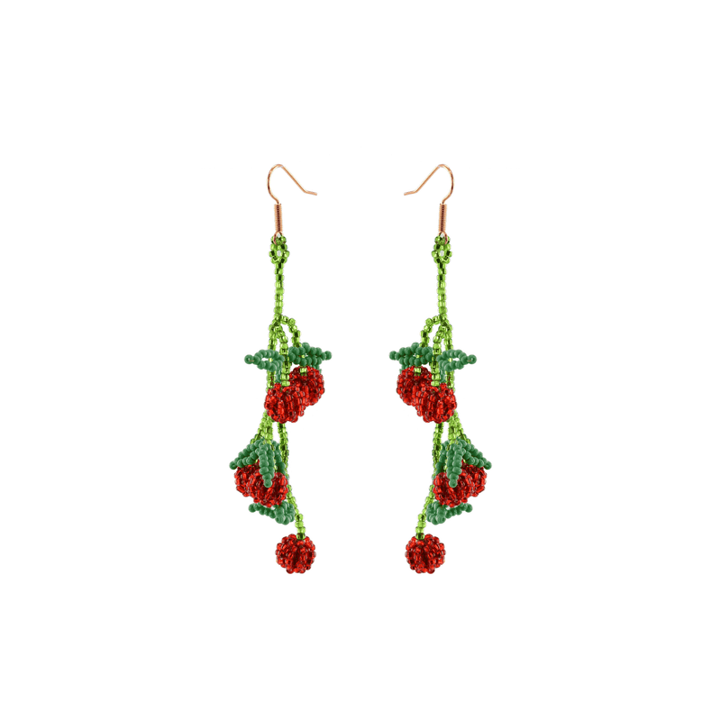 Cherry Tomato Vine Beaded Earrings - Josephine Alexander Collective