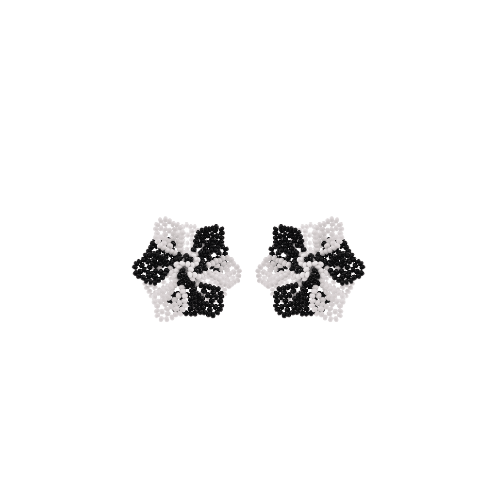 Wild Flower Earrings in Black and White - Josephine Alexander Collective