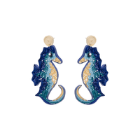 Bahama Blue Seahorse Quilled Earrings - Josephine Alexander Collective