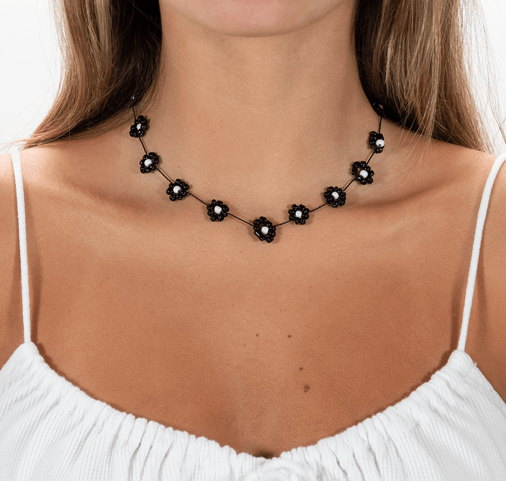Large Daisy Chain Necklace Black - Josephine Alexander Collective
