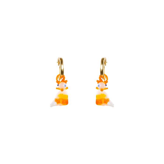Blown Glass and Gold Hoops - Kitty Cat - Josephine Alexander Collective