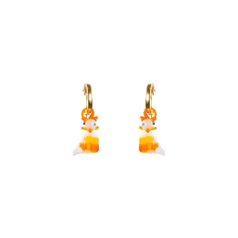 Blown Glass and Gold Hoops - Kitty Cat - Josephine Alexander Collective