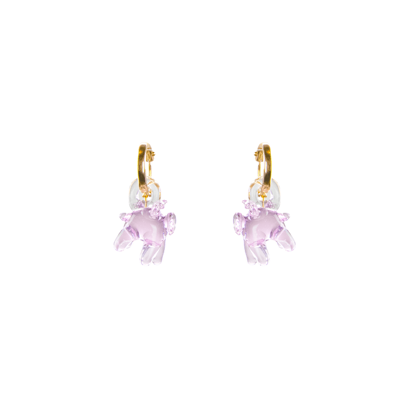 Blown Glass and Gold Hoops - Pig - Josephine Alexander Collective