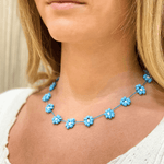 Large Daisy Chain Necklace Blue - Josephine Alexander Collective