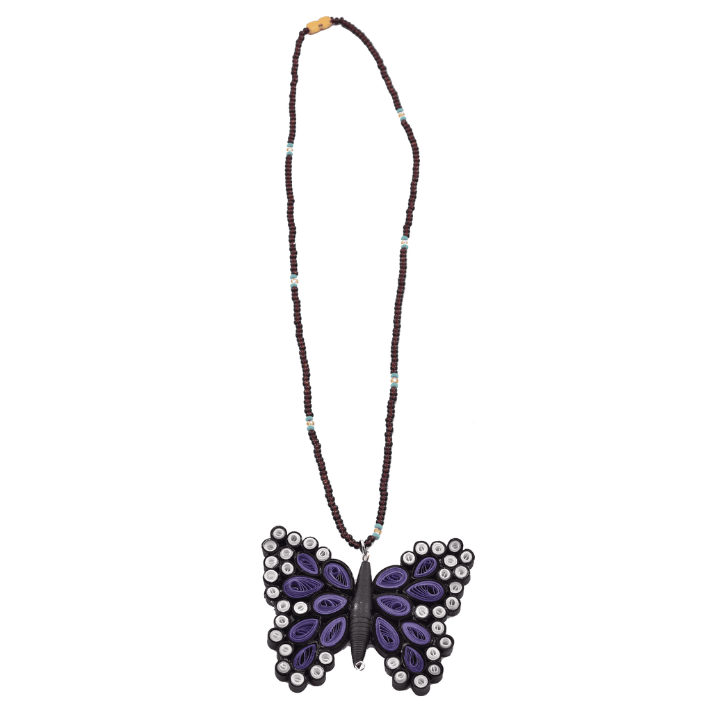 Quilled Butterfly Necklace in Purple - Josephine Alexander Collective