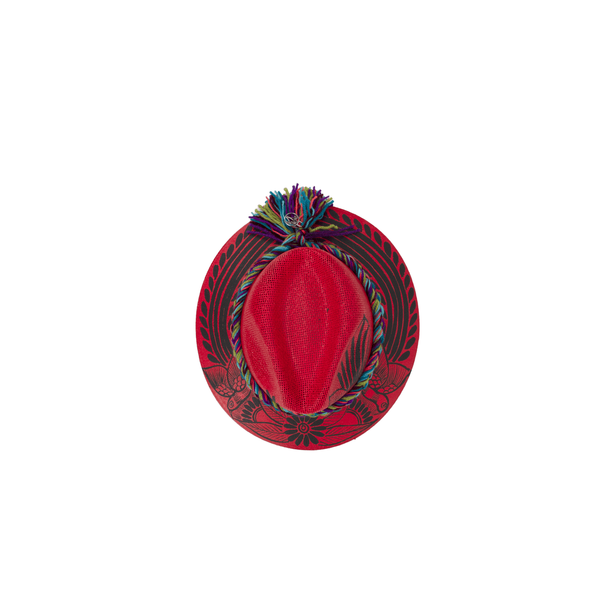 Carmen Hand - Painted Hat - Red and Black Birds 2 - Josephine Alexander Collective