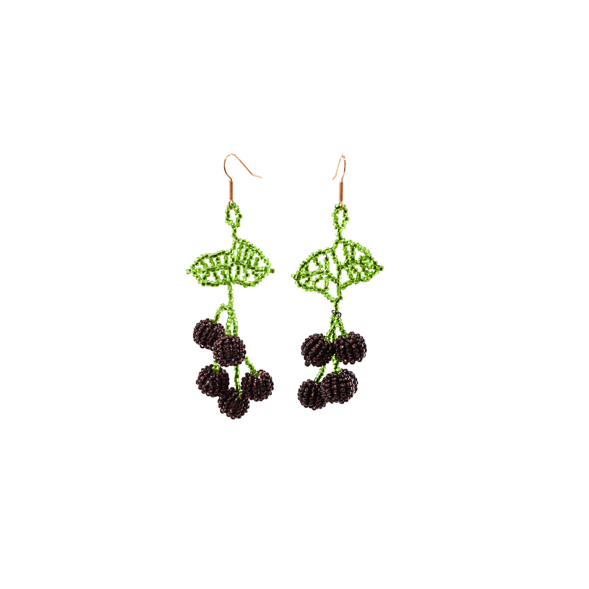 Cherry Beaded Earrings in Purple - Josephine Alexander Collective