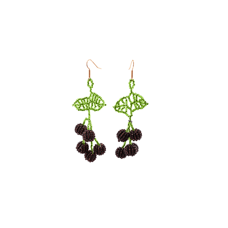 Cherry Beaded Earrings in Purple - Josephine Alexander Collective