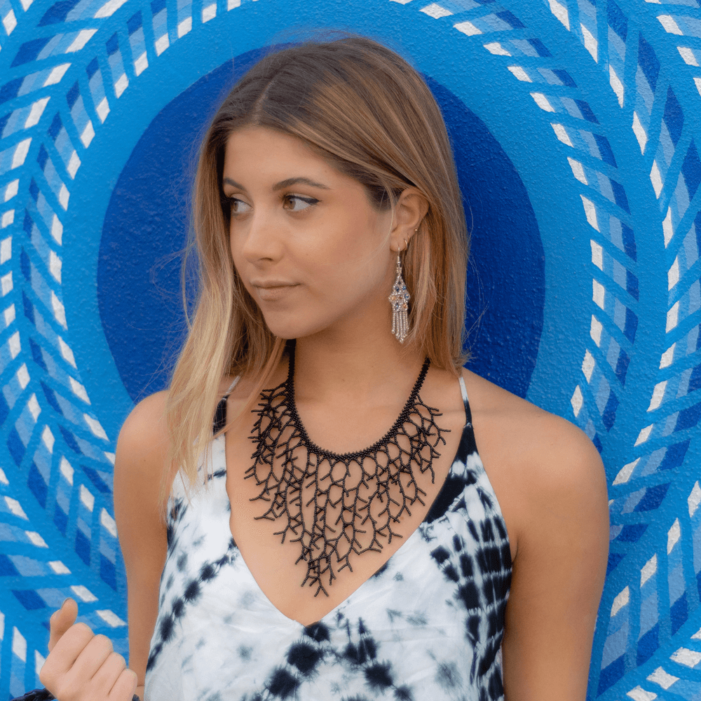 Beaded Ocean Necklace in Black - Josephine Alexander Collective