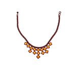 Garnet and Gold Beaded Tile Necklace - Josephine Alexander Collective
