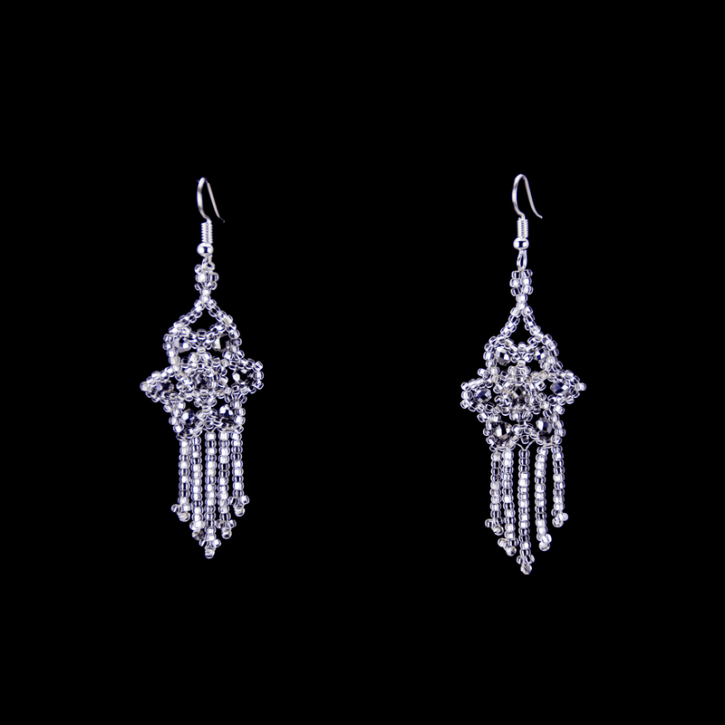 Gem Flower Earrings in Silver - Josephine Alexander Collective