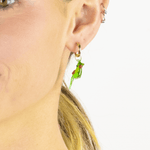 Blown Glass and Gold Hoops - Green Parrot - Josephine Alexander Collective