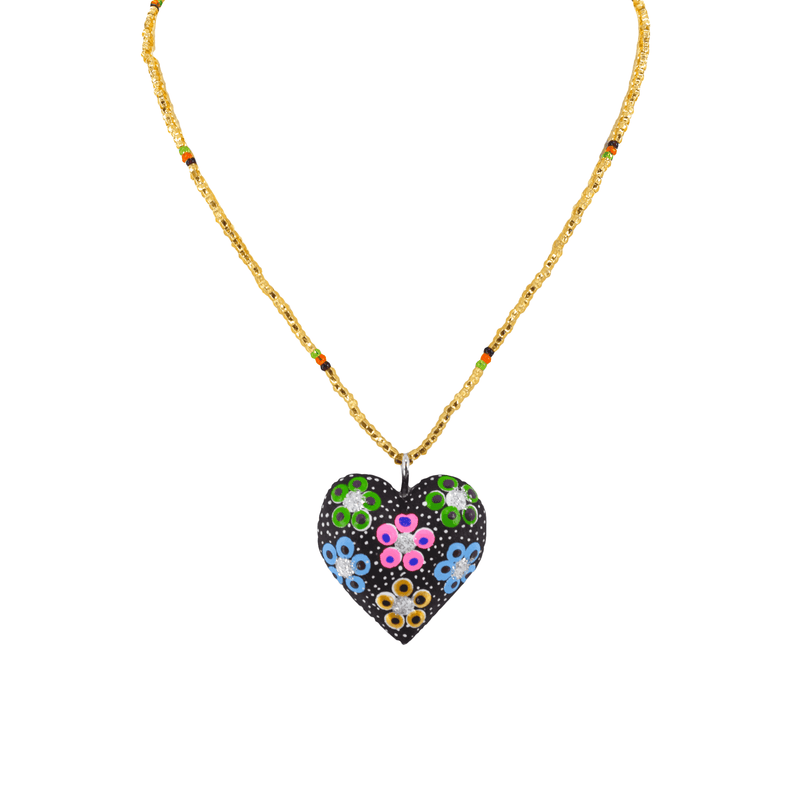 Heart to Heart Necklace in Black and Gold - Josephine Alexander Collective