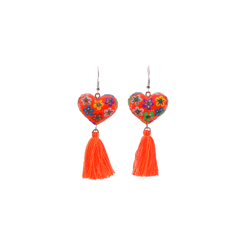 Heart to Heart Earrings in Orange - Josephine Alexander Collective