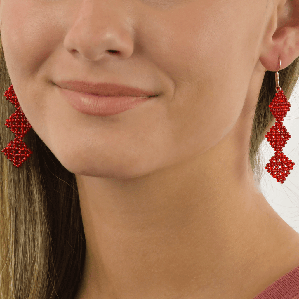 Tile Earrings in Iridescent Red - Josephine Alexander Collective