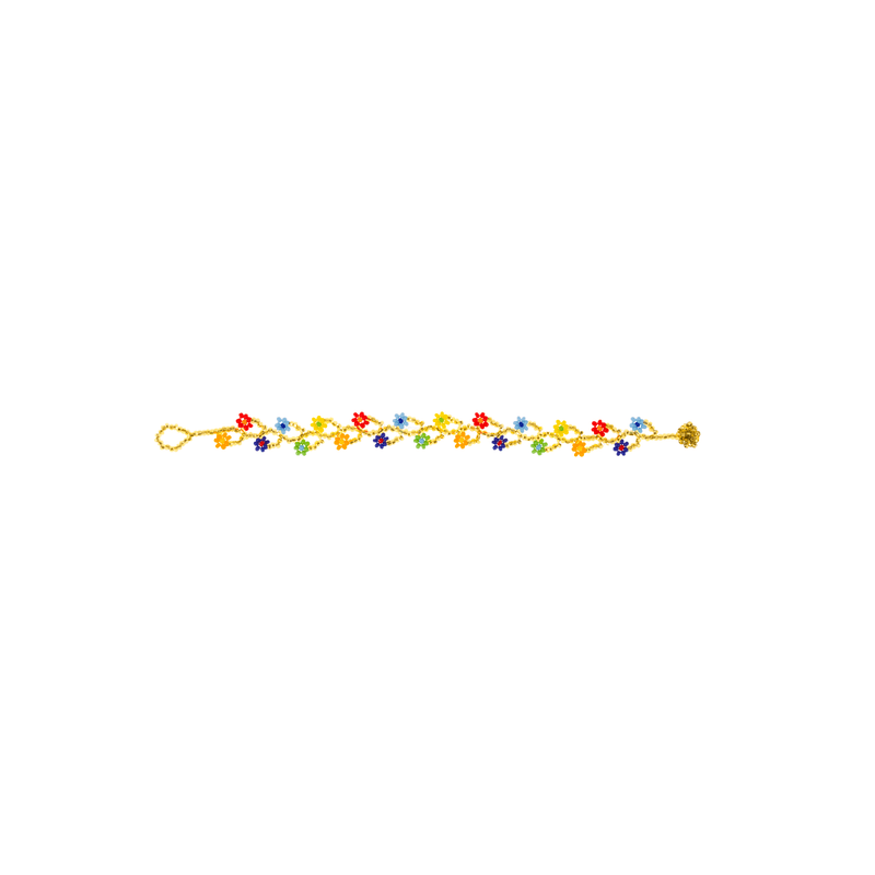 Ivy Bracelet in Gold with Rainbow Flowers - Josephine Alexander Collective