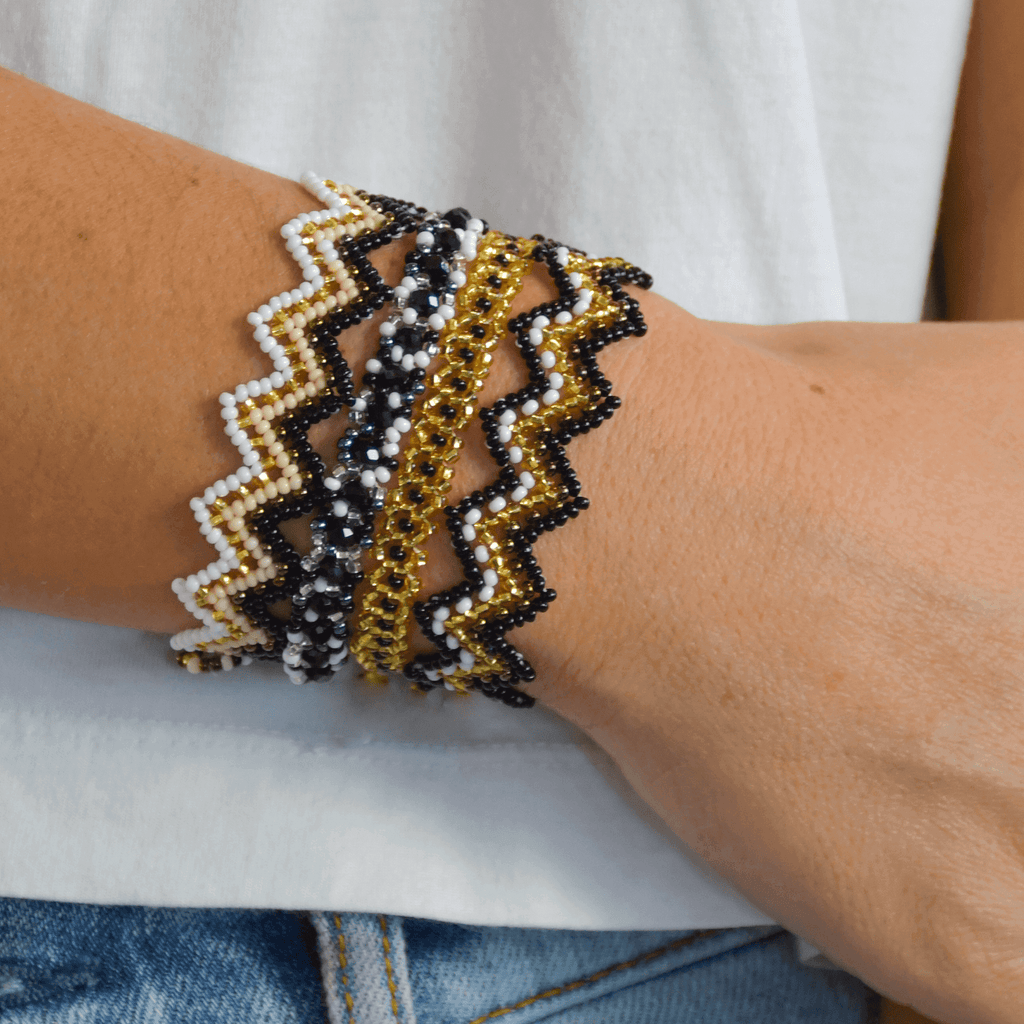 Bracelet Stack in Black and Gold - Josephine Alexander Collective