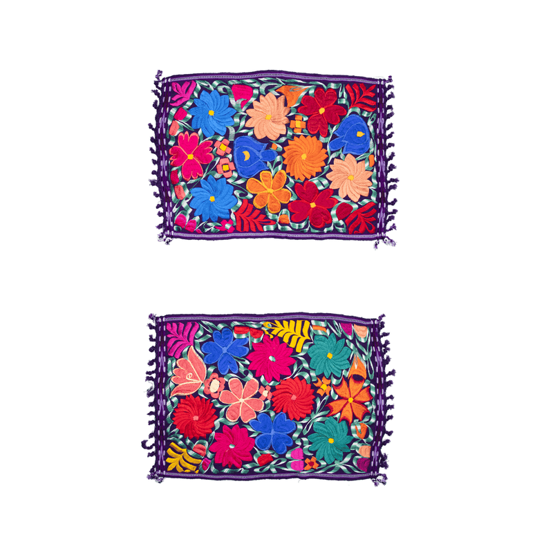 Embroidered Placemats - Set of 2 - Purple - Josephine Alexander Collective