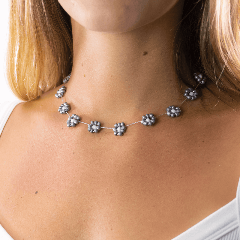 Large Daisy Chain Necklace Grey - Josephine Alexander Collective