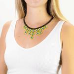 Flower Tile Necklace in Yellow, Green and Blue - Josephine Alexander Collective
