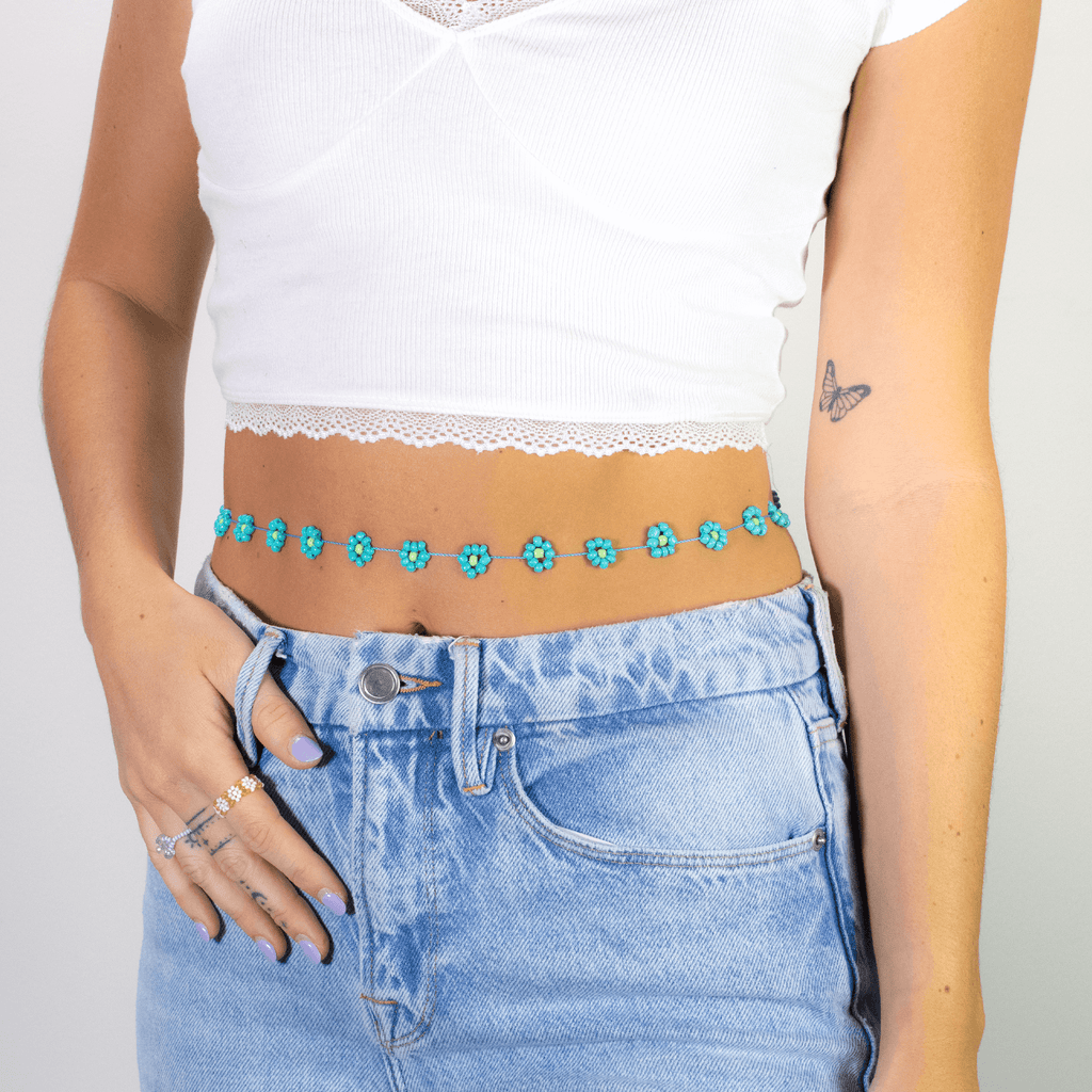 Large Daisy Body Chain in Turquoise - Josephine Alexander Collective