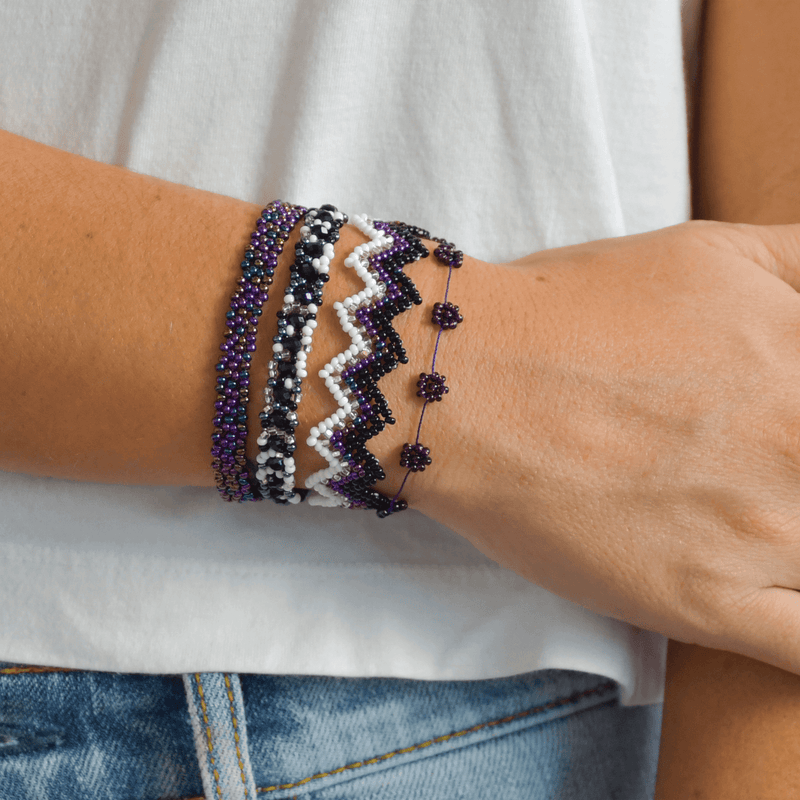 Bracelet Stack in Purple and Black - Josephine Alexander Collective