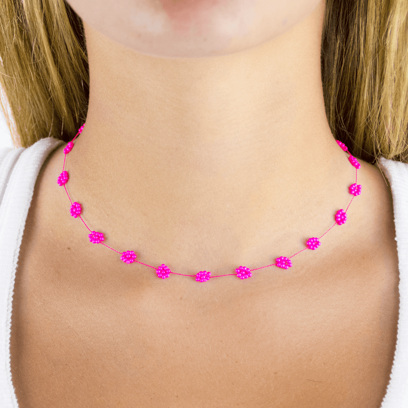 Daisy Chain Necklace in Hot Pink - Josephine Alexander Collective