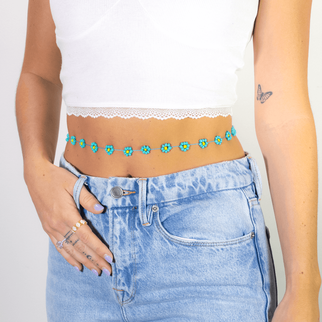 Large Daisy Body Chain in Bahama Blue - Josephine Alexander Collective