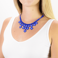 Beaded Tile Necklace in Blue - Josephine Alexander Collective