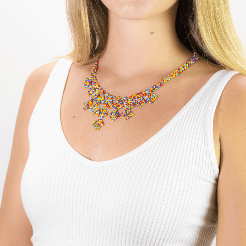 Beaded Tile Necklace in Confetti - Josephine Alexander Collective