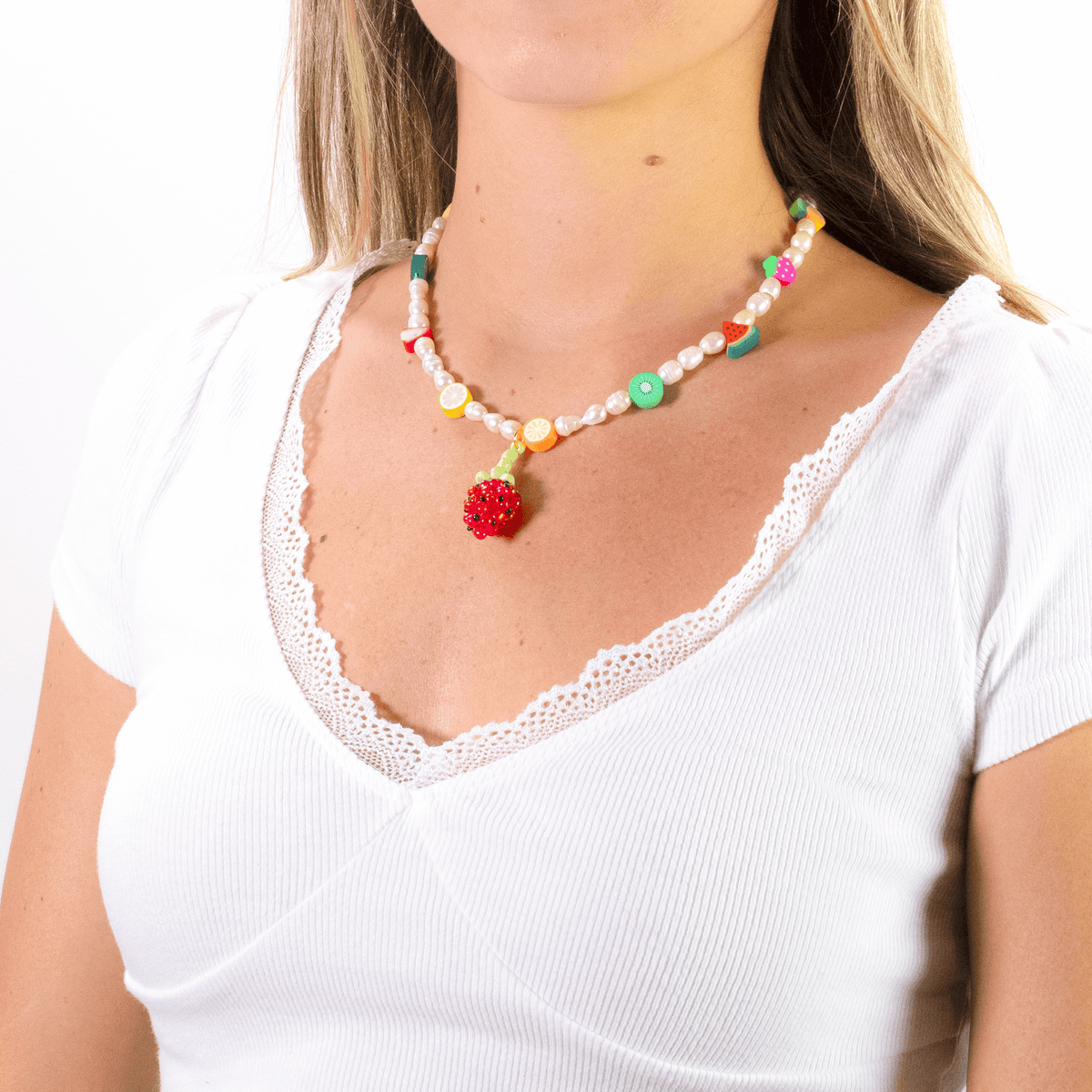 Tutti Frutti Strawberry Pearl Necklace - Josephine Alexander Collective