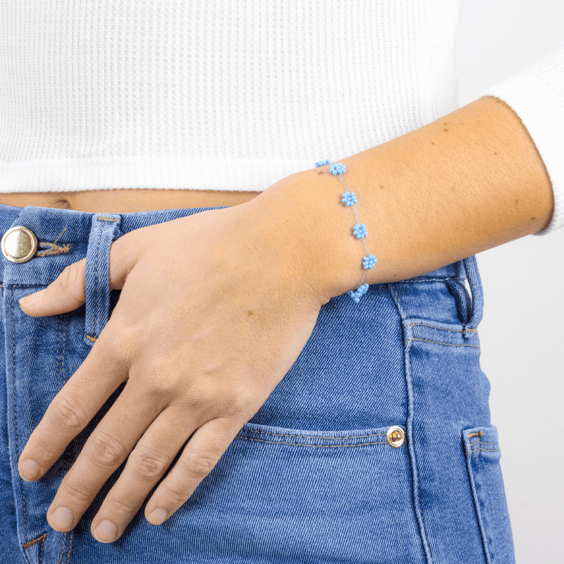 Daisy Chain Bracelet in Sky Blue - Josephine Alexander Collective
