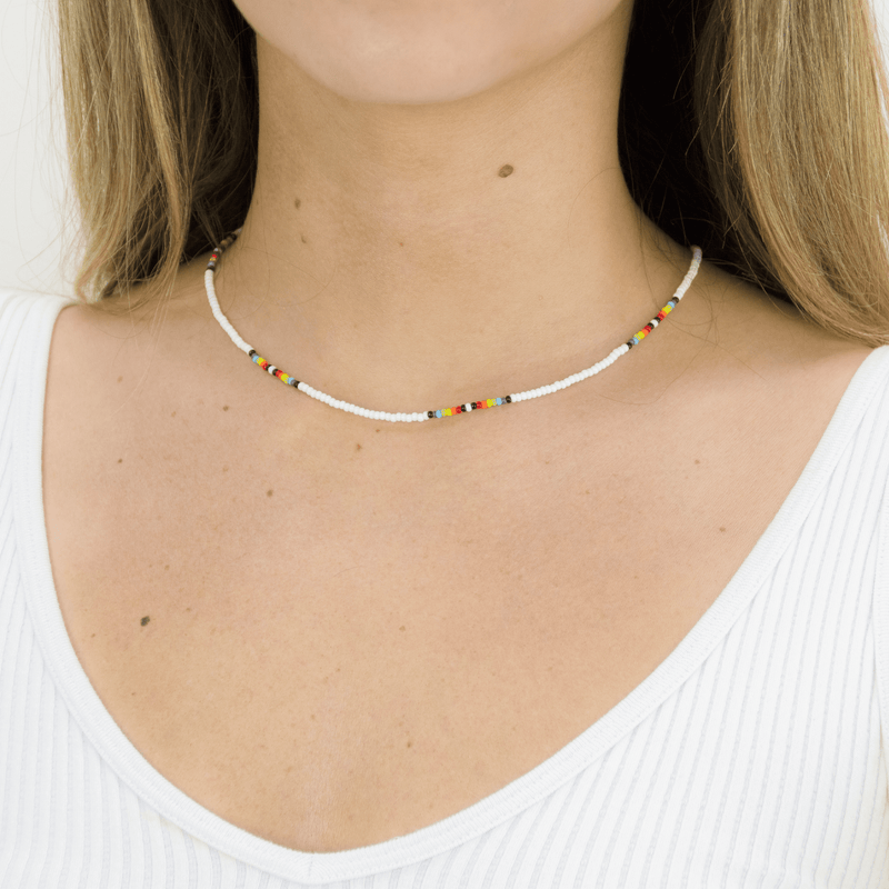 Short Beaded Necklace- White Rainbow - Josephine Alexander Collective