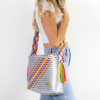 Colleen Crossbody in Silver Splash of Rainbow - Josephine Alexander Collective