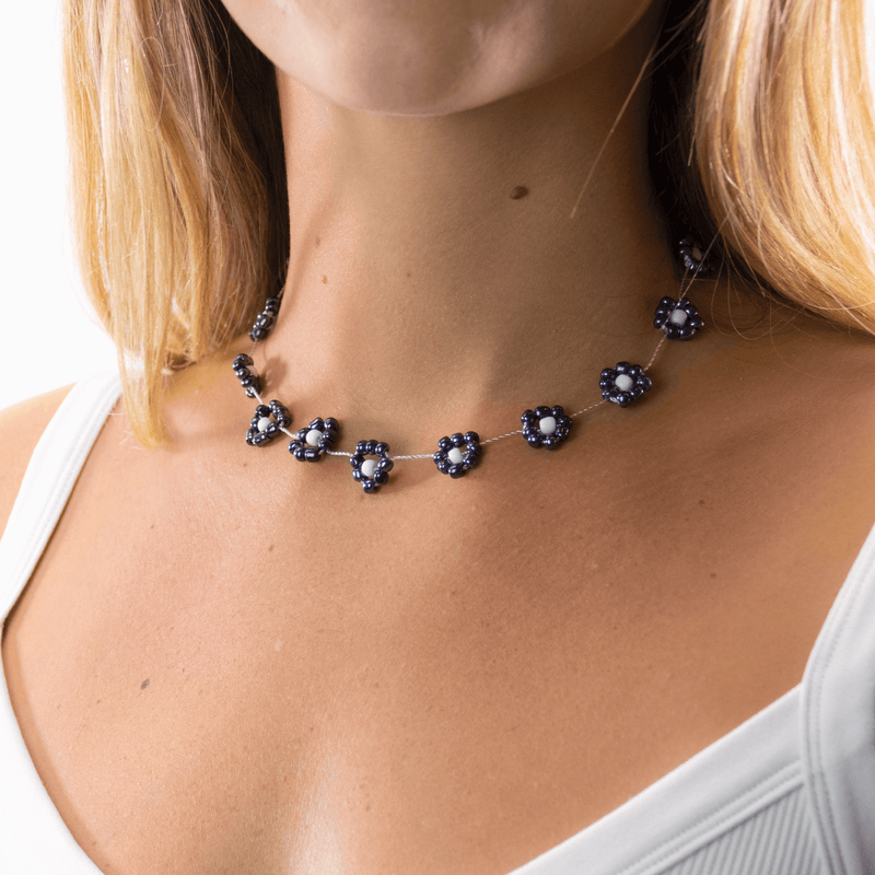 Large Daisy Chain Necklace Steel - Josephine Alexander Collective