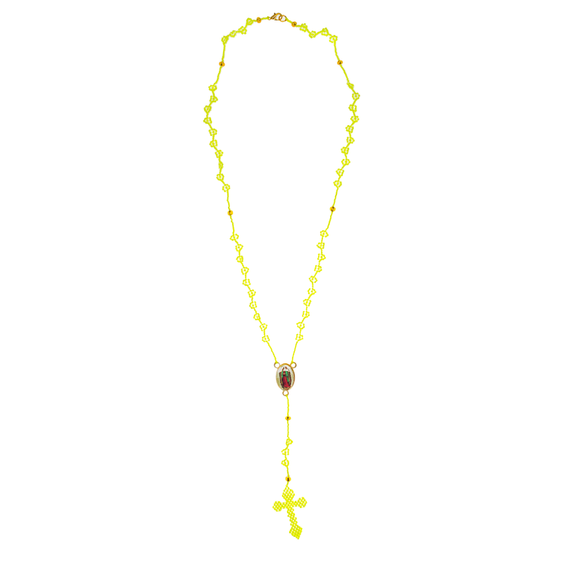 Thalia Beaded Rosary in Neon Yellow - Josephine Alexander Collective