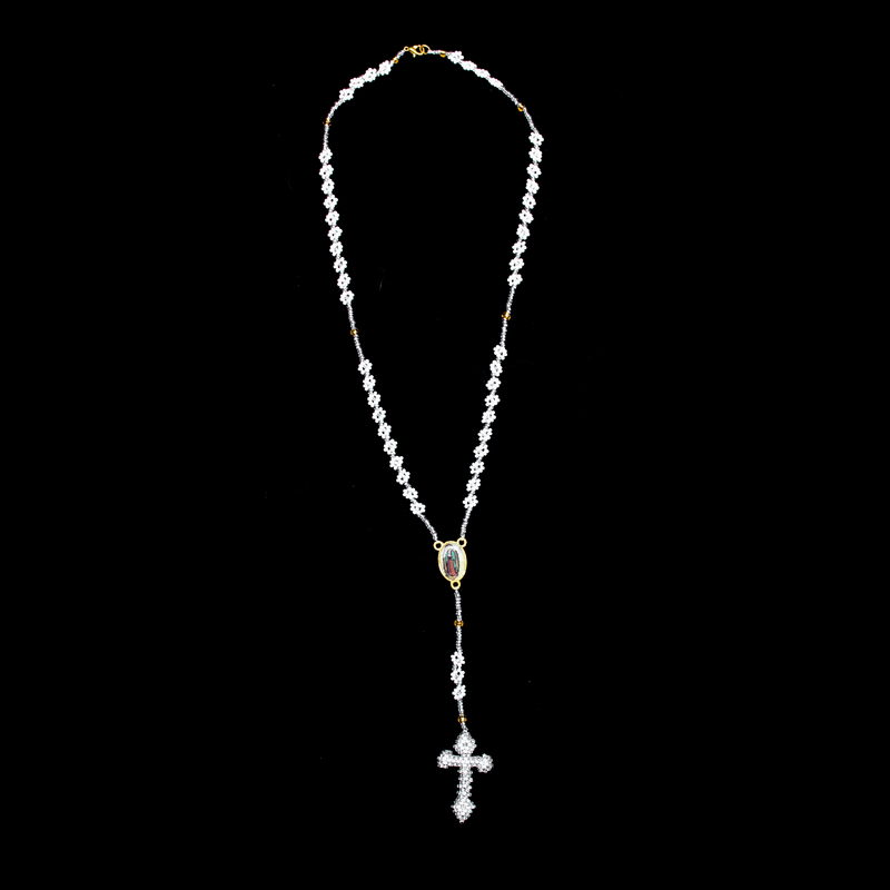 Thalia Beaded Rosary in White and Silver - Josephine Alexander Collective