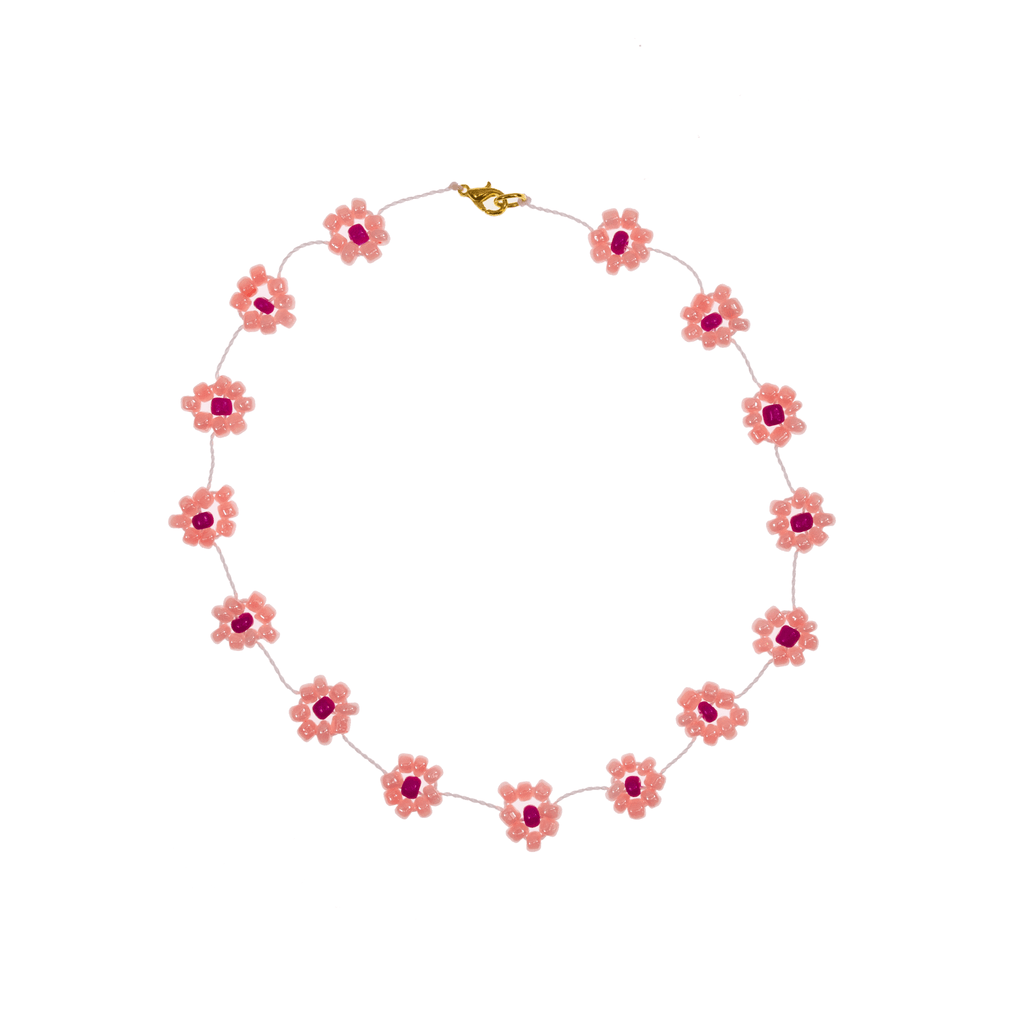 Large Daisy Chain Necklace Peach Pearl - Josephine Alexander Collective